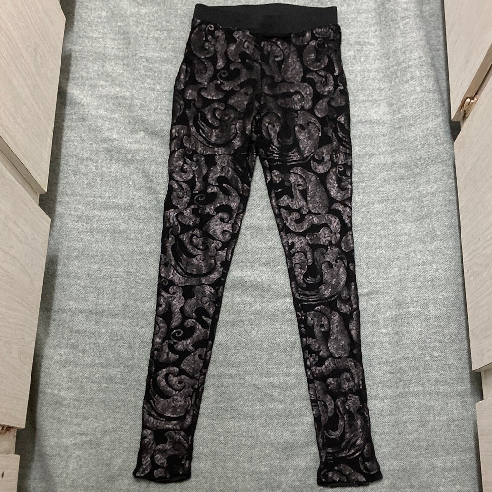 Bebe Charcoal and Black Textured Leggings